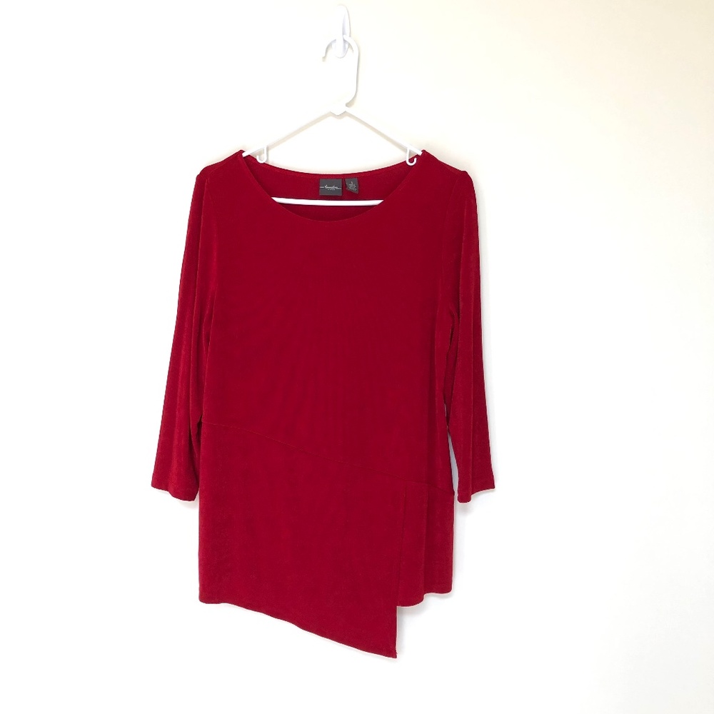 Travelers by Chico’s asymmetrical hem 3/4 sleeve top - Chicos size 1 = M, 8 /10